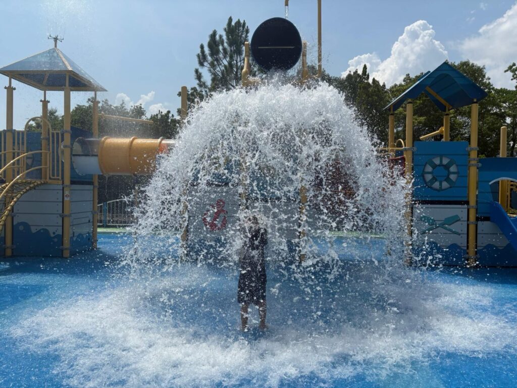 上から水がふってくる!